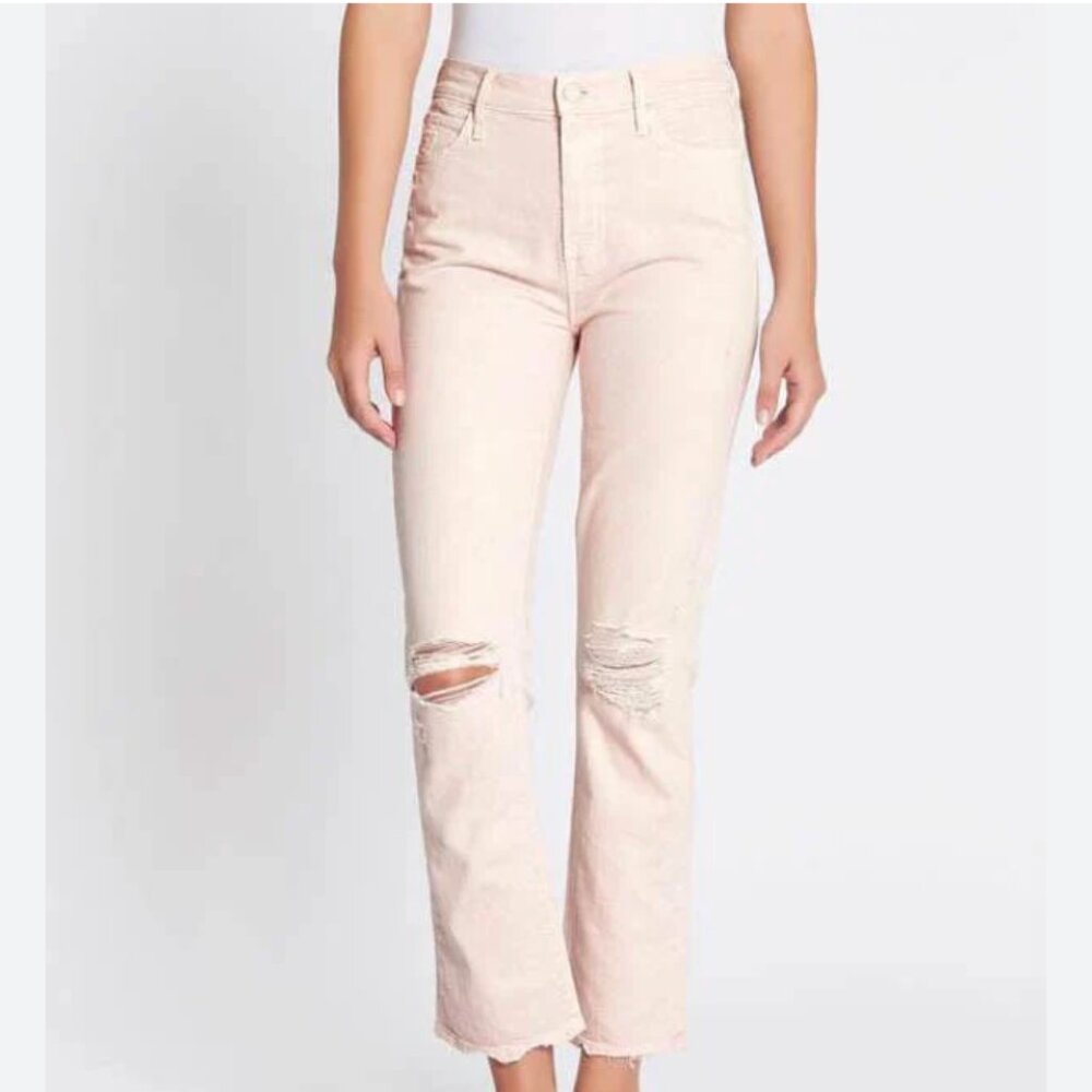 Mother The Rascal Ankle Jeans 27 Soft Pink High Rise Distressed - Picture 1 of 10